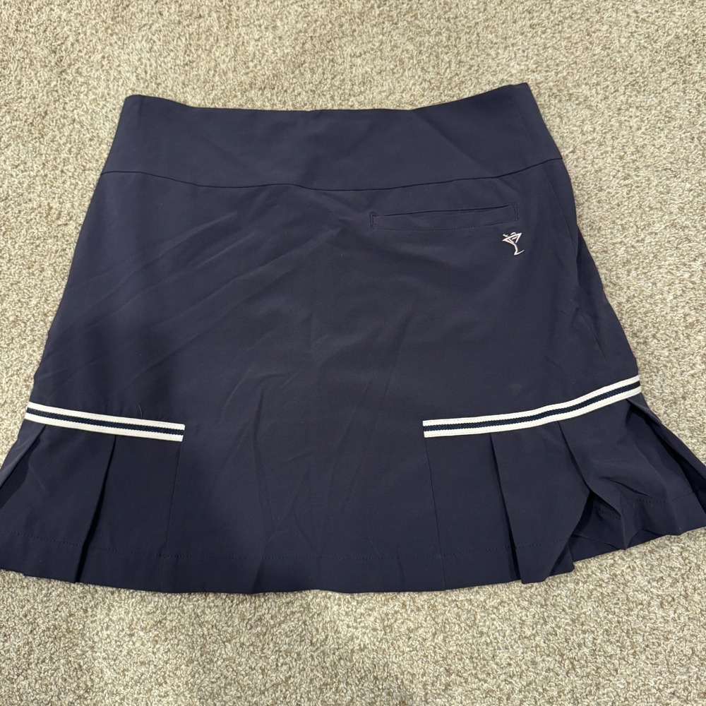 Golftini Blueberry Navy Blue Pleated Golf Skort Size 0 Striped Performance Skirt